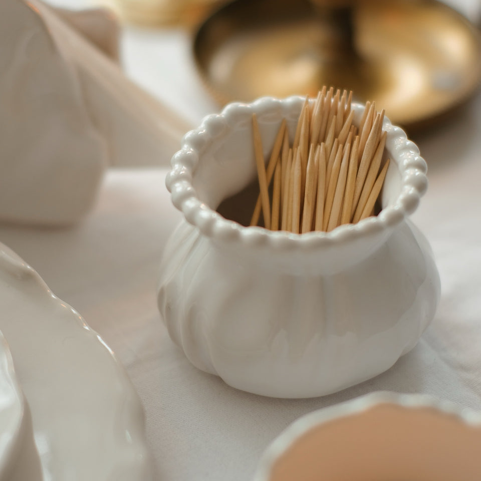 Toothpick Holder White Pearl