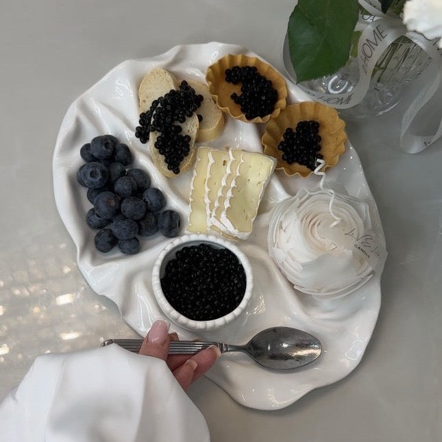 Handmade crumpled fabric dish