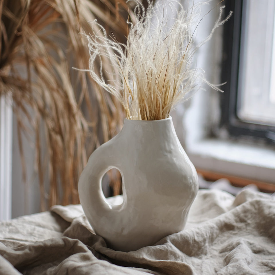 Vase with a hole in the middle, handmade