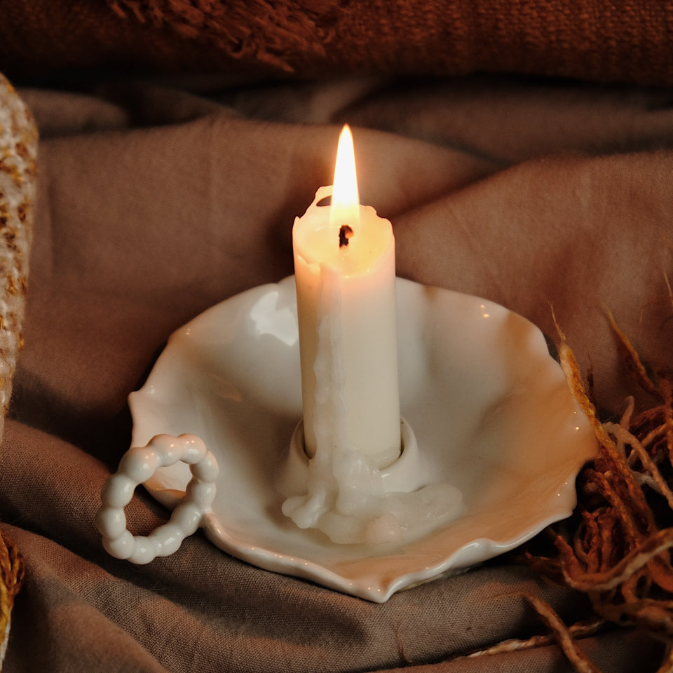 Candlestick with handle "White Pearl"