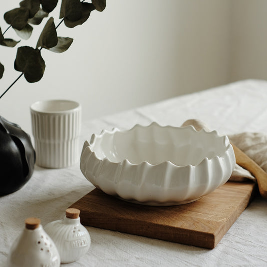 Salad bowl large White Pearl