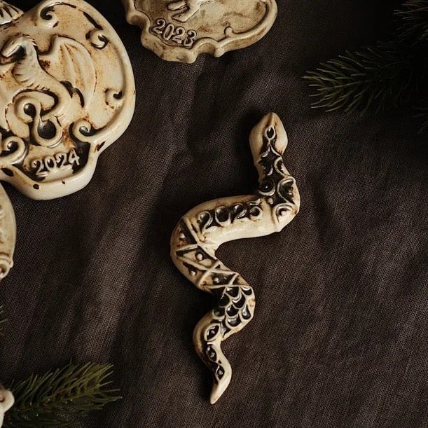 Christmas tree toy "Symbol of the year 2025 Snake" with patina