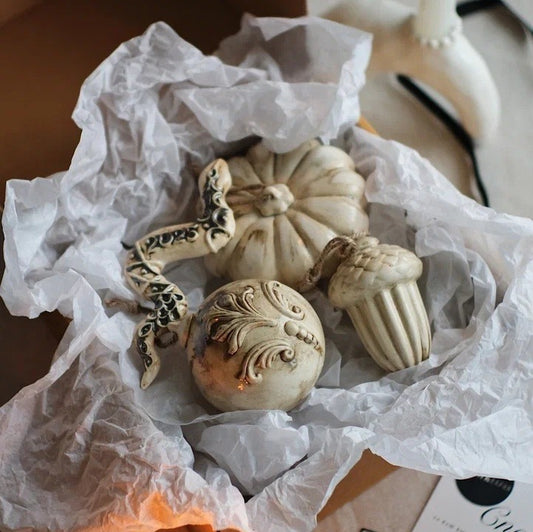 Gift set of Christmas tree toys with the symbol of the year 2025