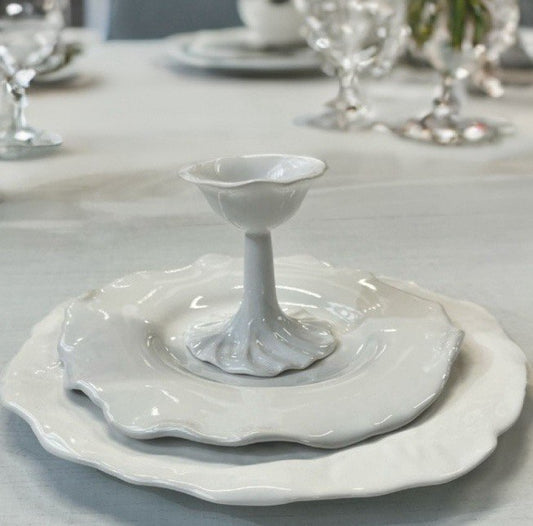 Egg Stand on a High Leg White Pearl