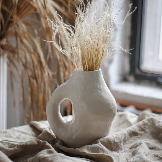 Vase with a hole in the middle, handmade