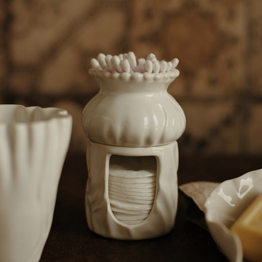 Cotton swab and pad organizer White Pearl